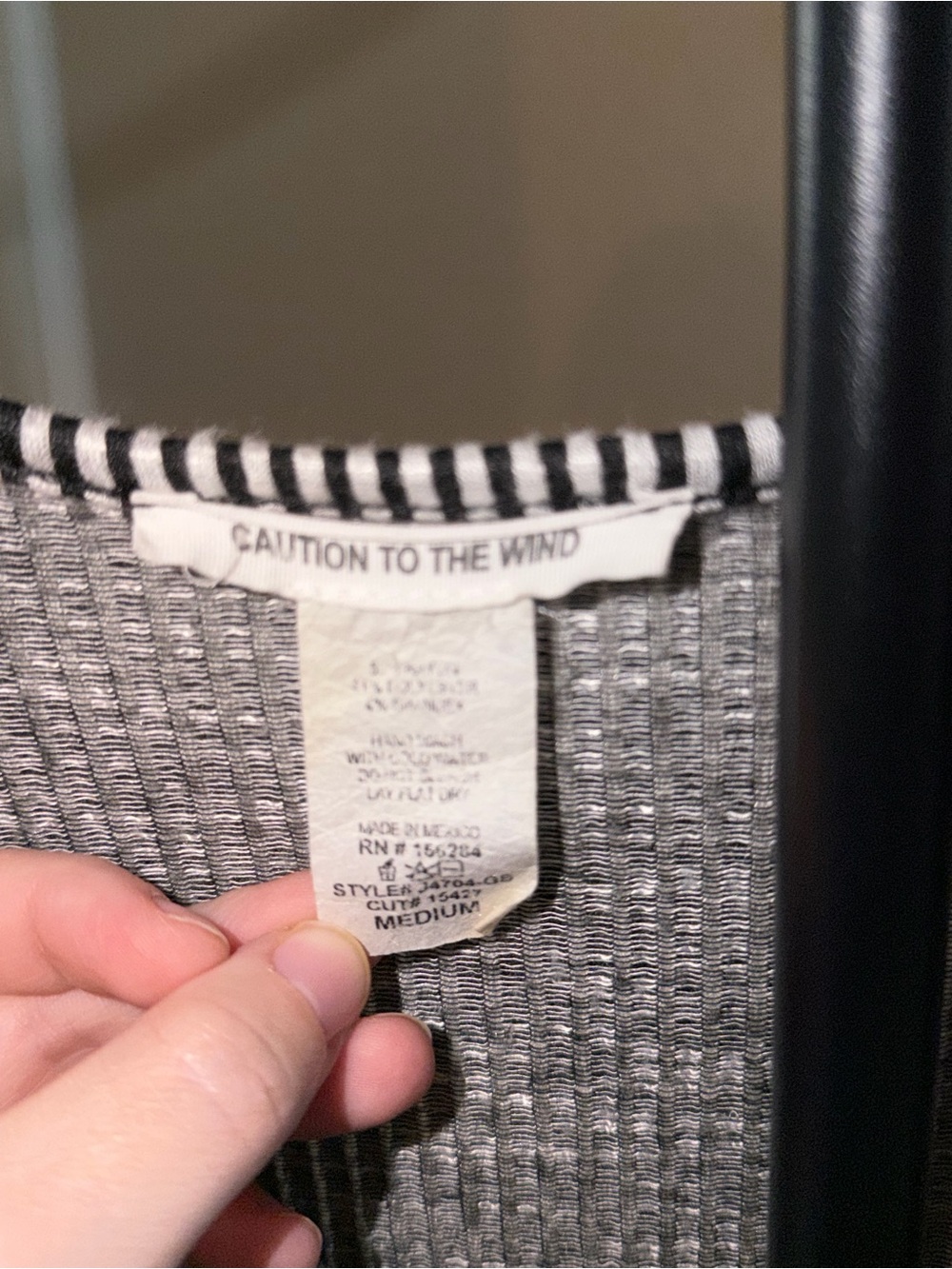 Caution To The Wind Black & White Striped Tie-Front V-Neck Top - Picture 2 of 2